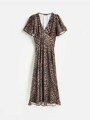 Reserved - Satynowa sukienka maxi - wielobarwny