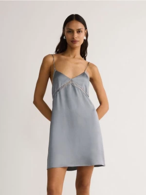 Reserved - Satynowa sukienka mini - jasnoniebieski