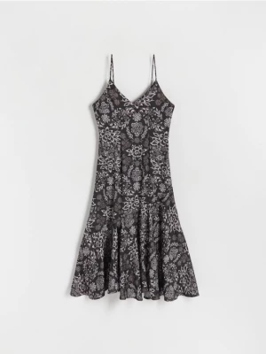 Reserved - Satynowa sukienka w kwiatowy nadruk - wielobarwny
