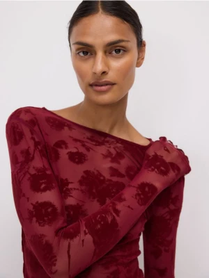 Reserved - Siateczkowa bluzka - bordowy