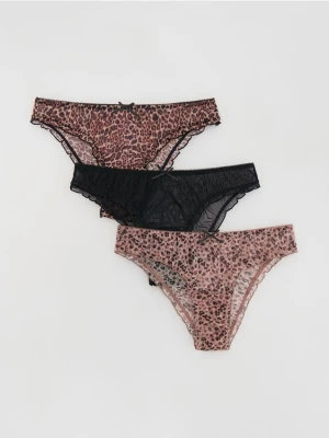 Reserved - Siateczkowe majtki figi 3 pack - brązowy