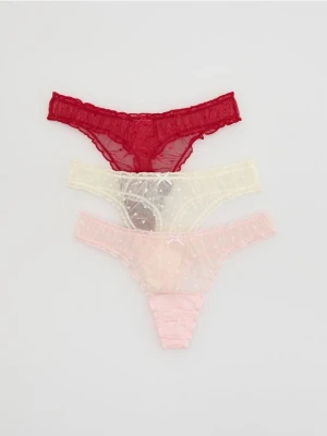 Reserved - Siateczkowe majtki stringi 3 pack - czerwony