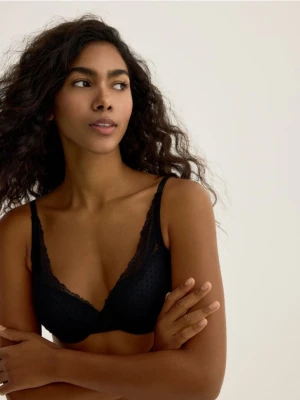 Reserved - Siateczkowy biustonosz push up - czarny