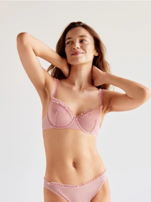 Reserved - Siateczkowy biustonosz z fiszbinami - różowy
