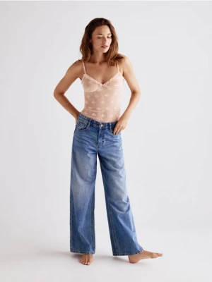 Reserved - Siateczkowy top - kremowy