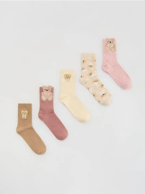 Reserved - Skarpertki z misiem 5 pack - jasnofioletowy