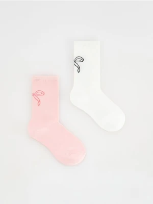 Reserved - Skarpetki z bawełną 2 pack - złamana biel