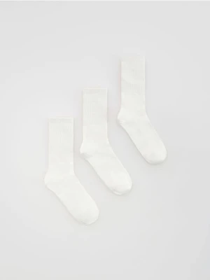 Reserved - Skarpetki z bawełną 3 pack - złamana biel