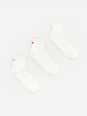 Reserved - Skarpetki z bawełną 3 pack - złamana biel