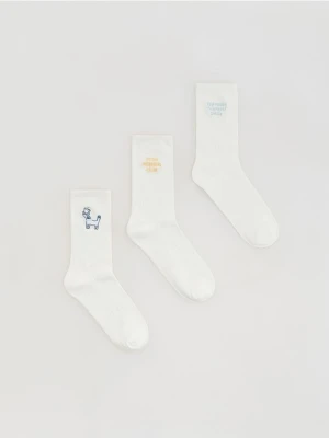 Reserved - Skarpetki z haftem 3 pack - złamana biel