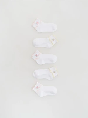 Reserved - Skarpetki z haftem 5 pack - biały