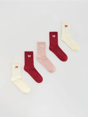 Reserved - Skarpetki z haftem 5-pack - wielobarwny