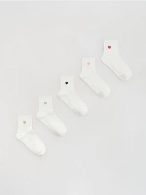 Reserved - Skarpetki z haftem 5 pack - złamana biel