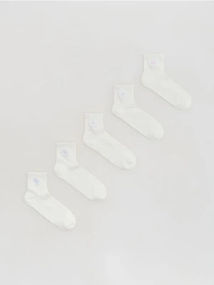 Reserved - Skarpetki z haftem 5 pack - złamana biel