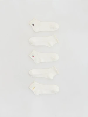 Reserved - Skarpetki z haftem 5 pack - złamana biel
