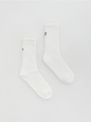 Reserved - Skarpetki z haftem - złamana biel