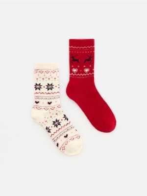 Reserved - Skarpetki ze świątecznym motywem 2 pack - czerwony