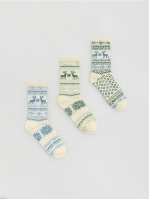 Reserved - Skarpetki ze świątecznym motywem 3 pack - złamana biel