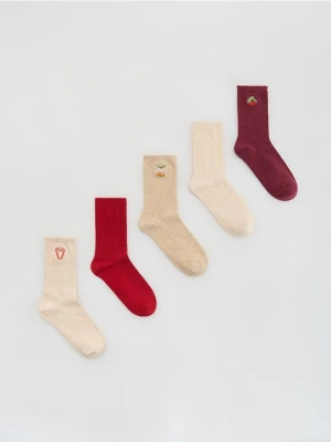 Reserved - Skarpetki ze świątecznym motywem 5 pack - czerwony
