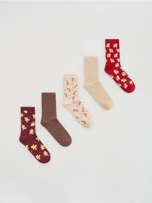 Reserved - Skarpetki ze świątecznym motywem 5 pack - czerwony