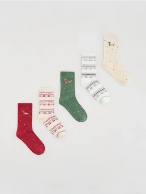 Reserved - Skarpetki ze świątecznym motywem 5 pack - czerwony