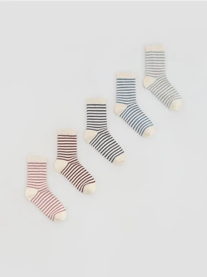 Reserved - Skarpety w paski 5 pack - kremowy