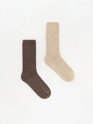 Reserved - Skarpety z domieszką wełny 2 pack - brązowy