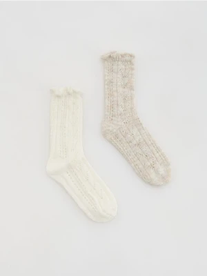 Reserved - Skarpety z domieszką wełny 2 pack - złamana biel