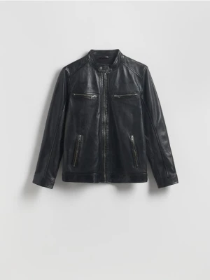 Reserved - Skórzana kurtka biker - czarny