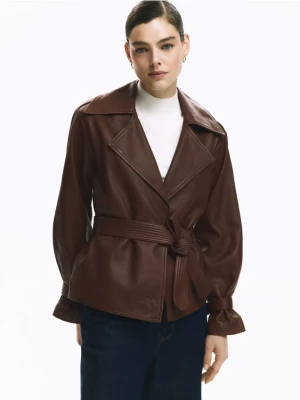 Reserved - Skórzana kurtka - brązowy