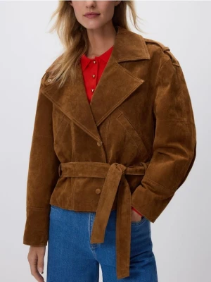 Reserved - Skórzana kurtka - brązowy