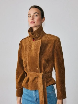 Reserved - Skórzana kurtka - brązowy