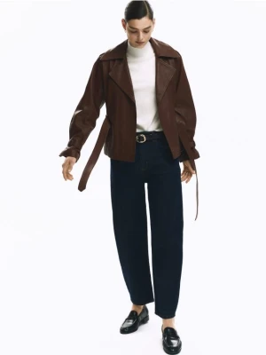 Reserved - Skórzana kurtka - brązowy