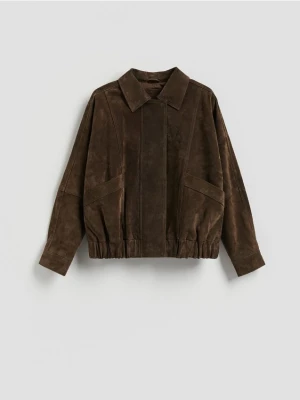 Reserved - Skórzana kurtka - oliwkowy