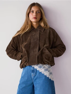 Reserved - Skórzana kurtka - oliwkowy