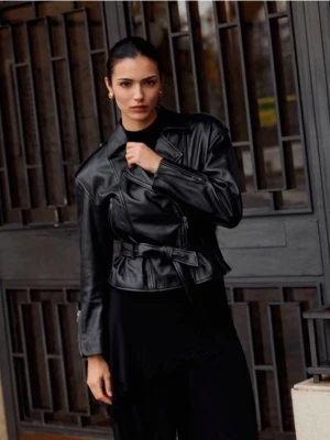 Reserved - Skórzana kurtka ramoneska - czarny