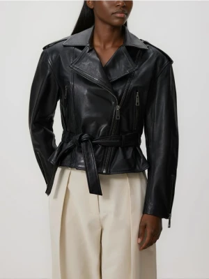 Reserved - Skórzana kurtka ramoneska - czarny