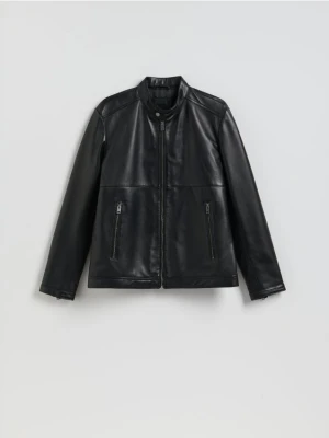 Reserved - Skórzana kurtka ze stójką - czarny