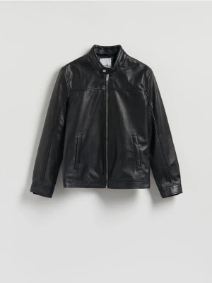 Reserved - Skórzana kurtka ze stójką - czarny