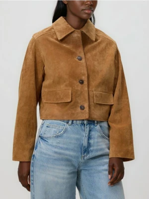 Reserved - Skórzana marynarka - bursztynowy