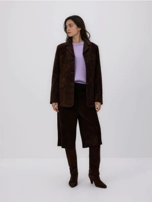 Reserved - Skórzana marynarka - ciemnobrązowy