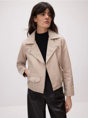 Reserved - Skórzana ramoneska - kremowy