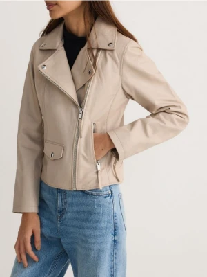 Reserved - Skórzana ramoneska - kremowy