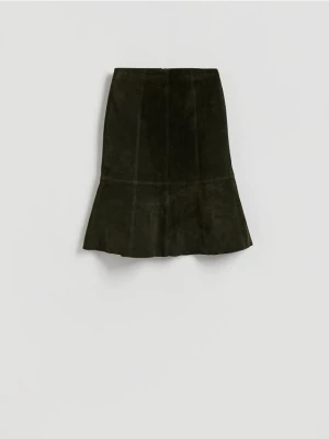 Reserved - Skórzana spódnica mini - ciemnozielony