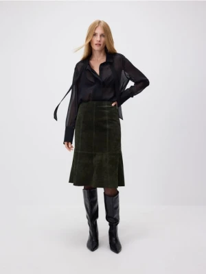 Reserved - Skórzana spódnica mini - ciemnozielony