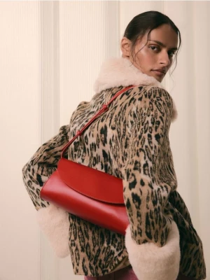 Reserved - Skórzana torebka baguette - czerwony