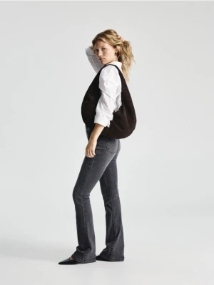 Reserved - Skórzana torebka hobo - ciemnobrązowy