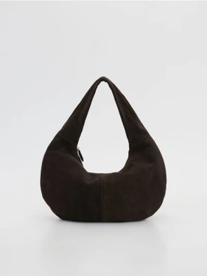 Reserved - Skórzana torebka hobo - ciemnobrązowy