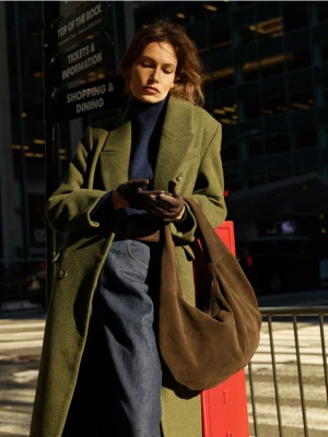 Reserved - Skórzana torebka hobo - ciemnobrązowy