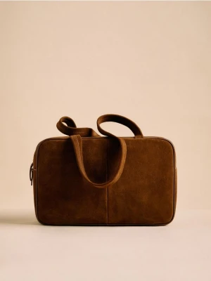 Reserved - Skórzana torebka na ramię - brązowy